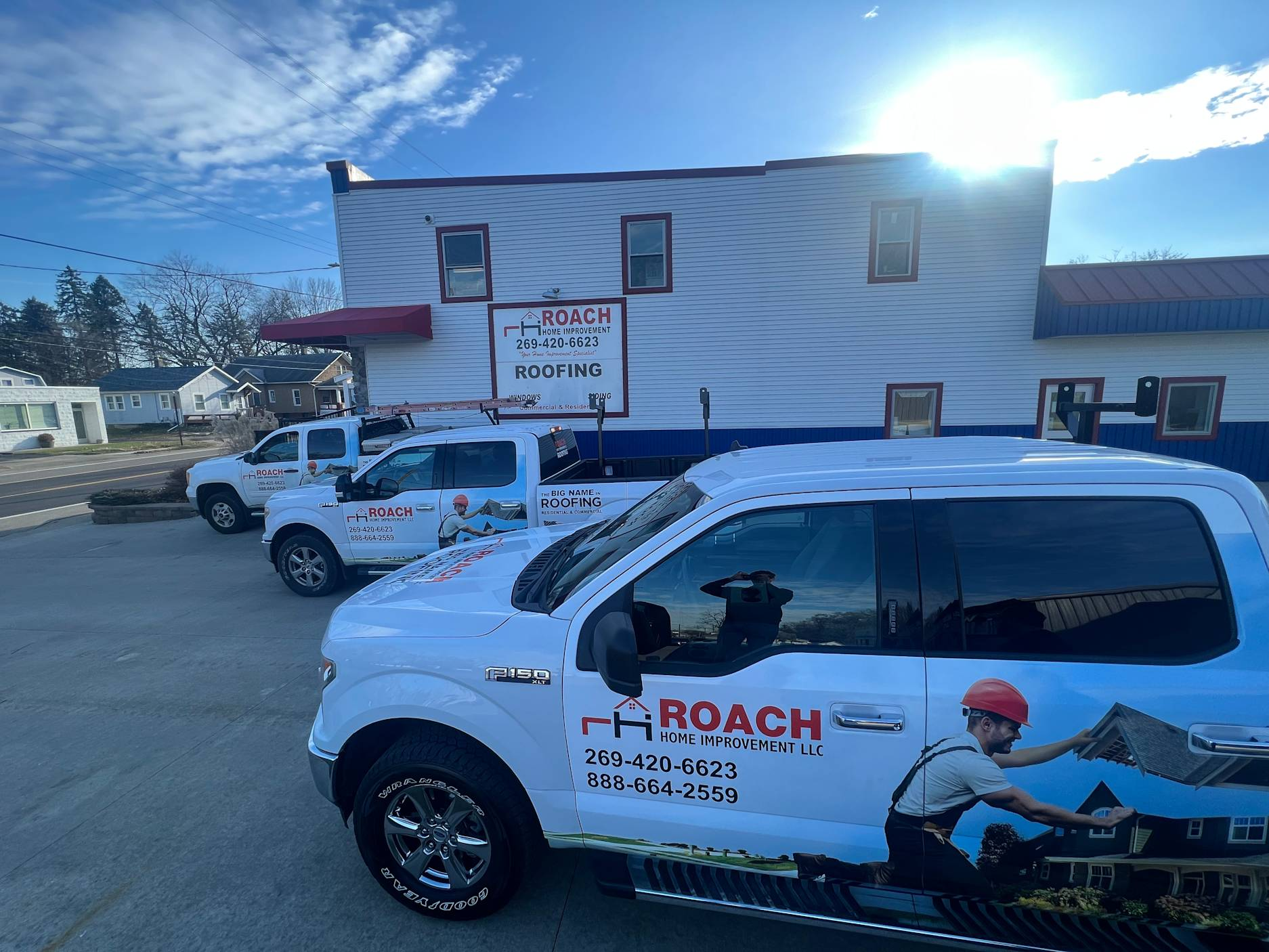 Roach Home Improvement office and trucks